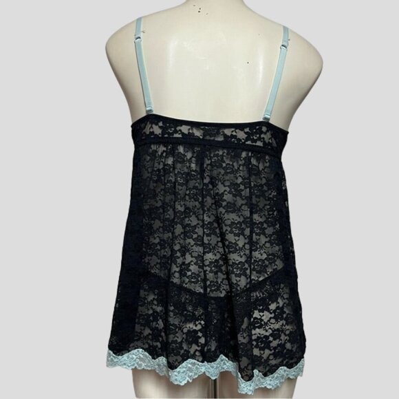 La Senza Black and Blue Lace Babydoll Lingerie - Picture 2 of 12
